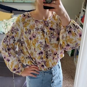 Old Navy Floral Peasant Blouse Medium